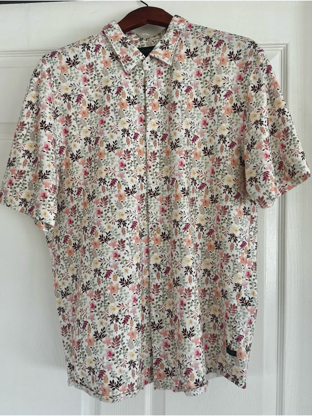 Good Man Brand Men’s Floral Short Sleeve Button-Up Shirt Cotton Stretch Casual